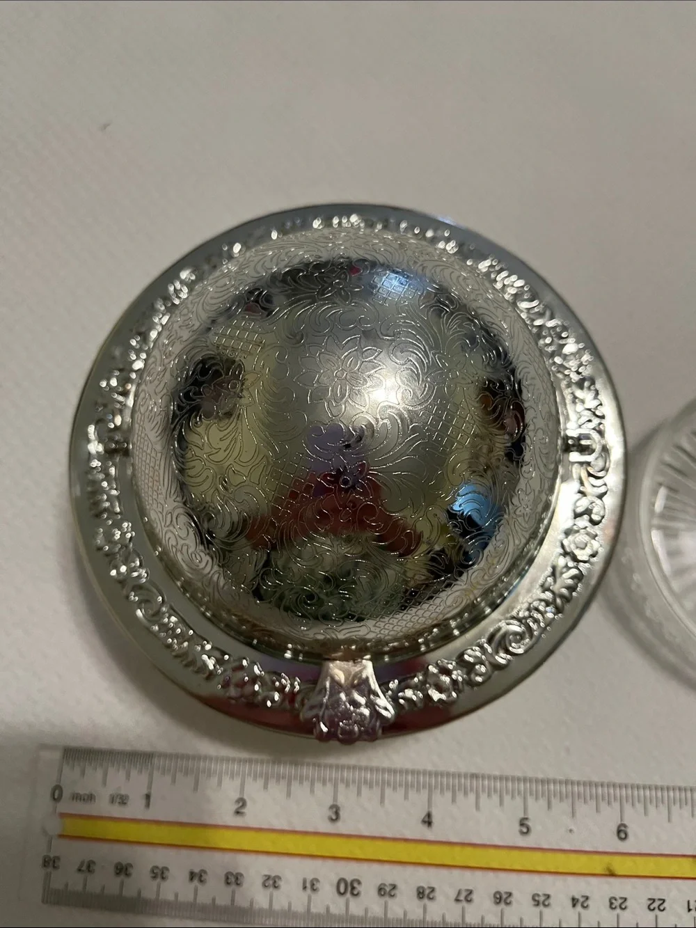 Vintage Silver-Plated Rill Top Caviar or Butter Sever with glass insert.